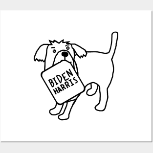 Minimal Dog with Biden Harris Sign Line Drawing Posters and Art